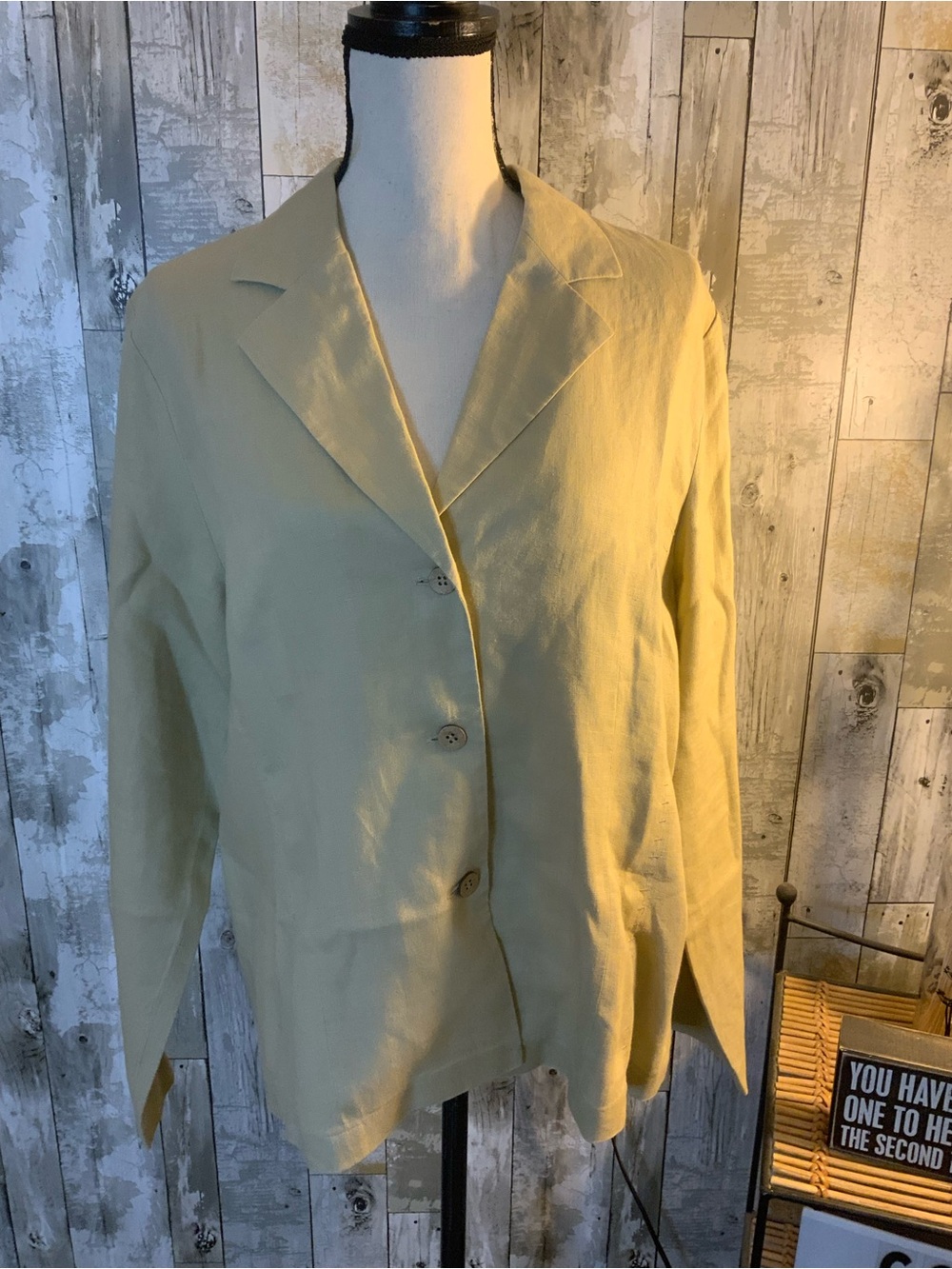 SPANNER Pale Yellow Button-Front Blazer Jacket